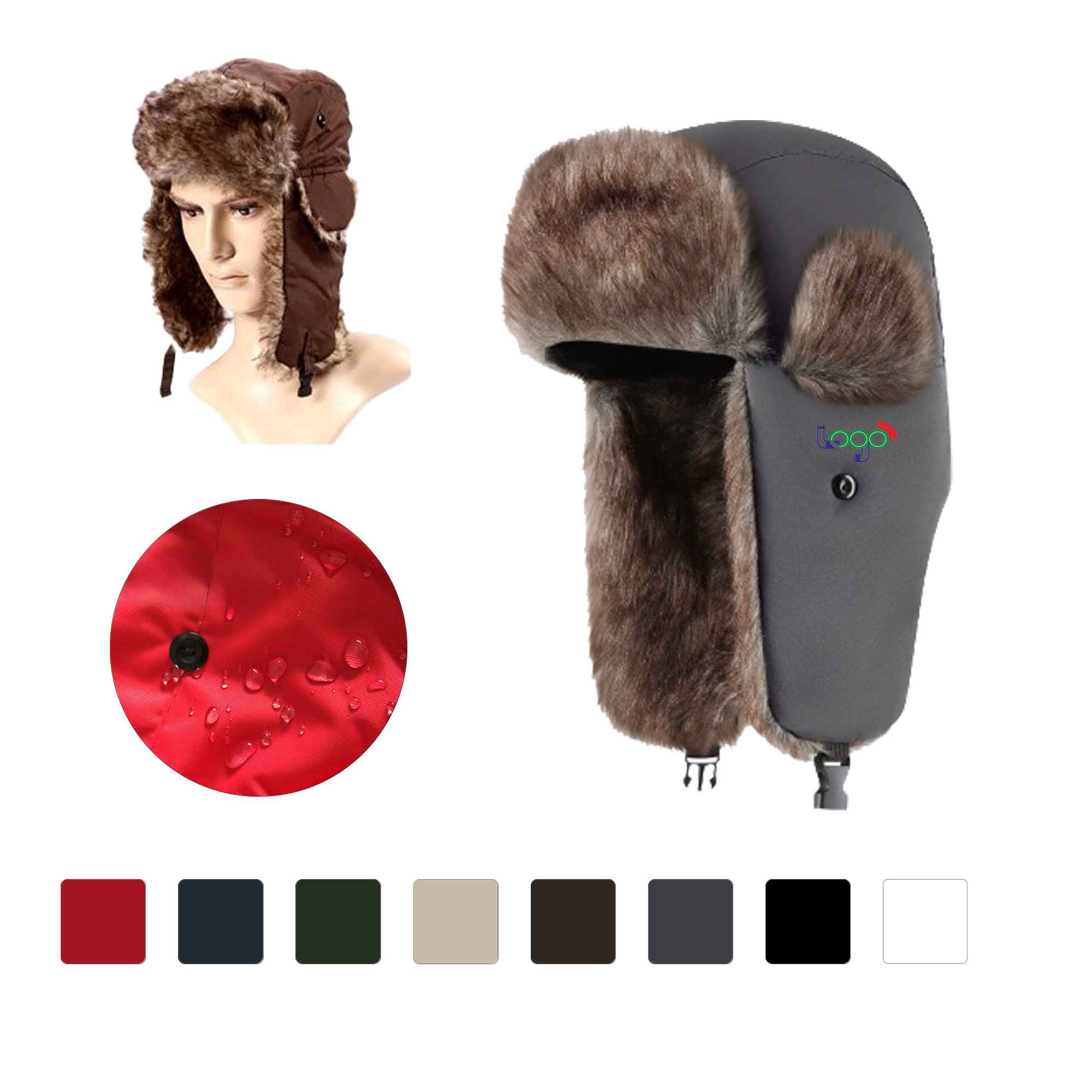 Wind Resistant Winter Hat with Faux Fur Lining 2