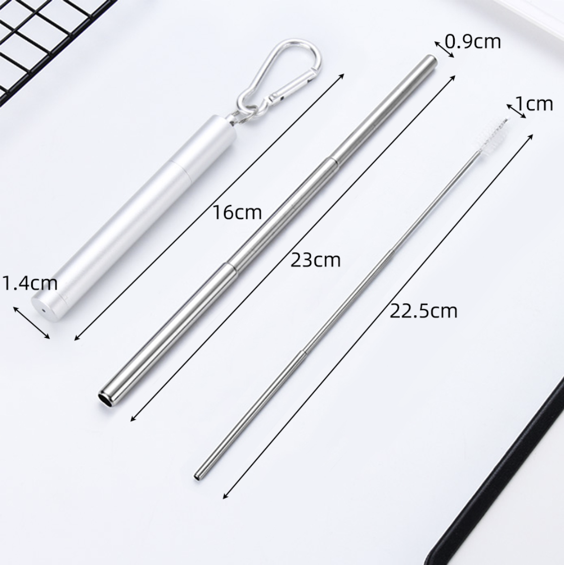 PocketSip Collapsible Stainless Straw Kit 2