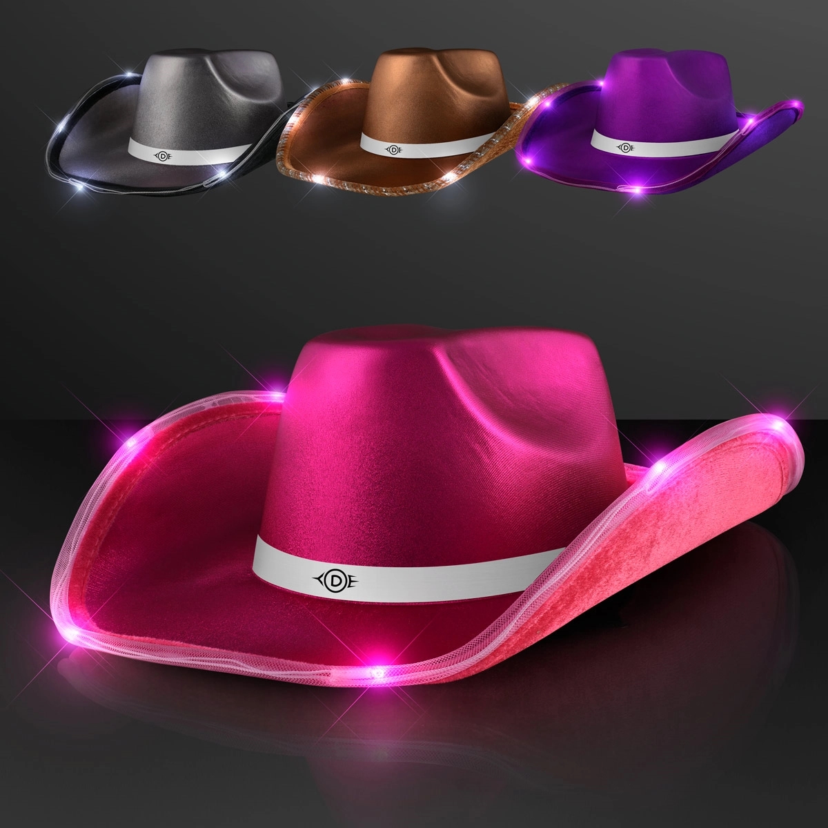 Deluxe Shiny Light Up Cowboy Hat with White Band 4