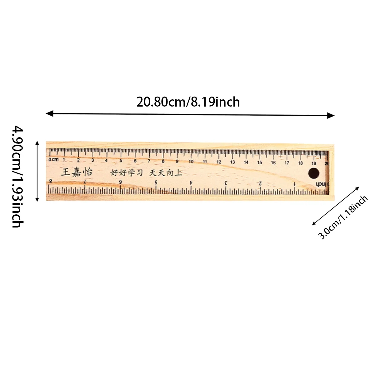 Wooden Ruler Pencil-Box With 12 Colored Pencils 1