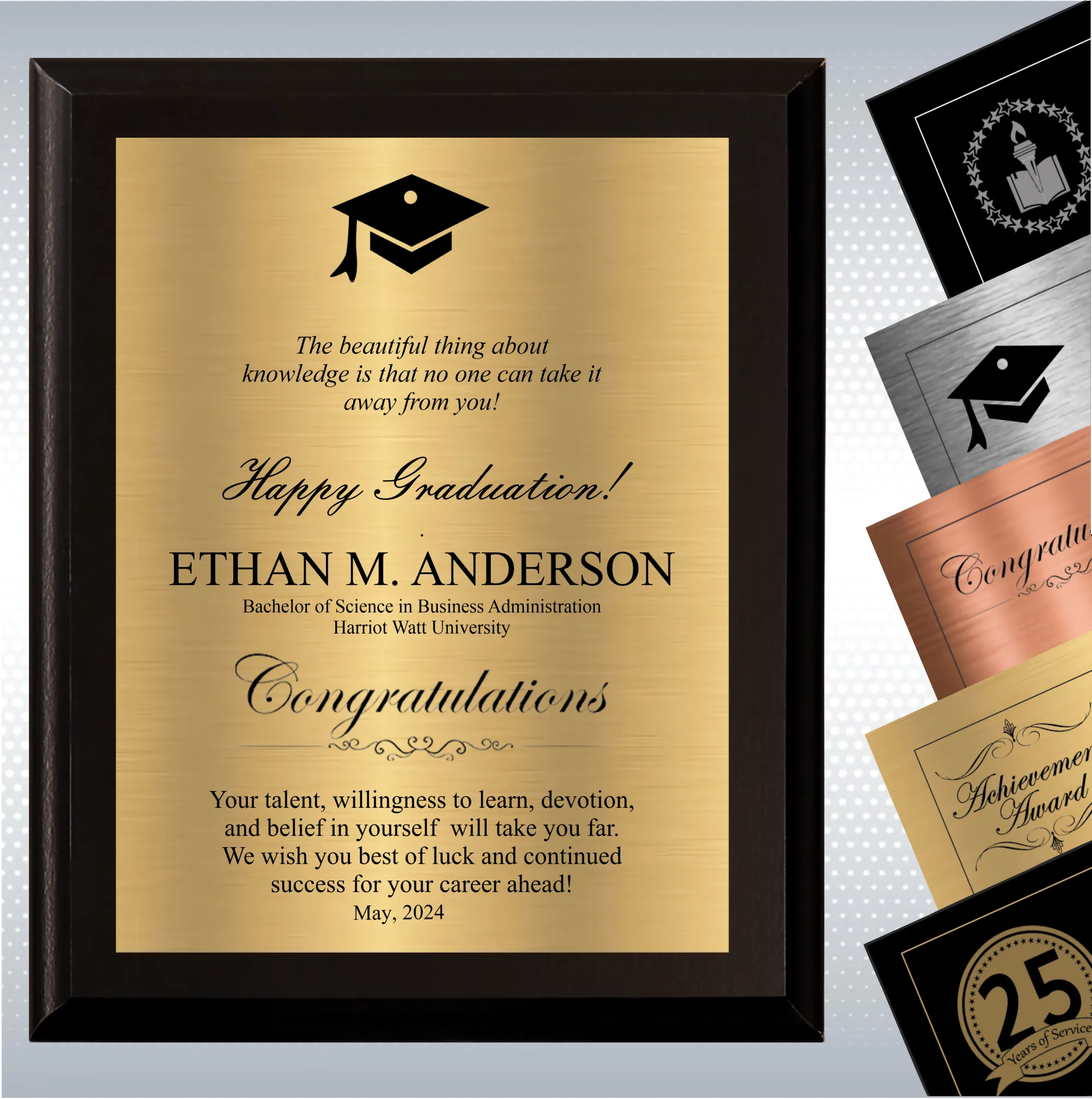 Black Matte Plaque Graduation Gift Award 5