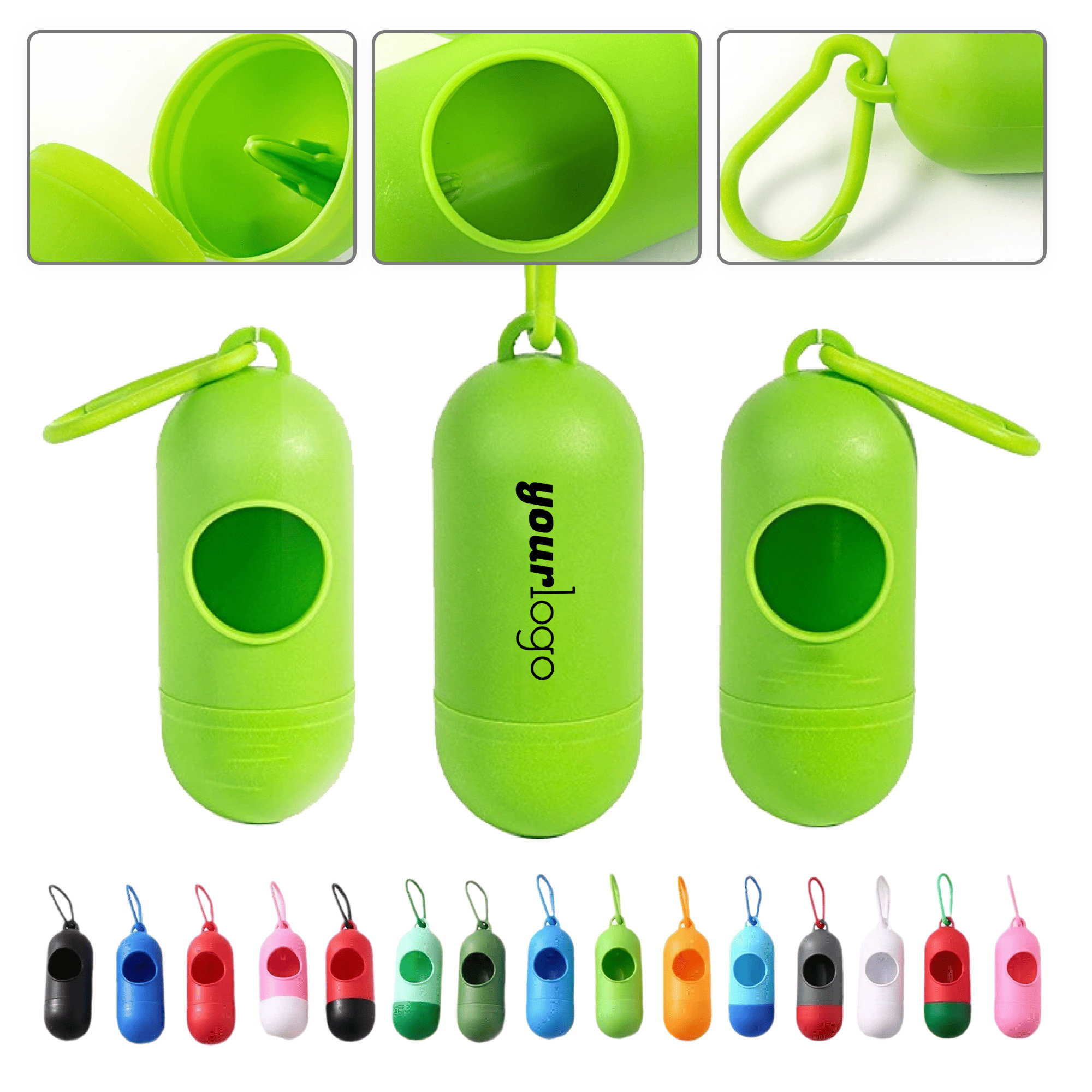 Custom Logo Pill Capsule Shaped Pet Waste Bag Dispenser 1