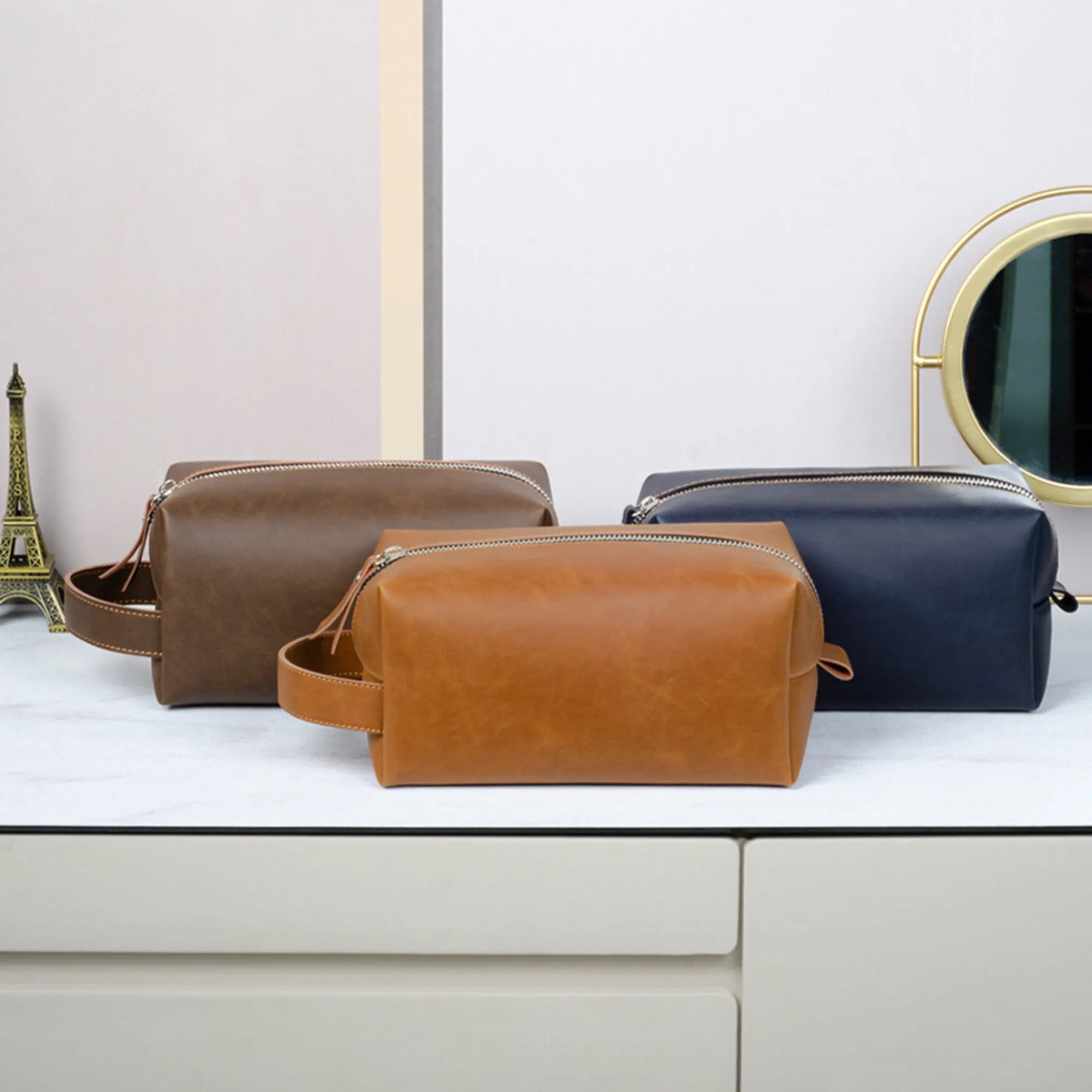 PU Leather Hanging Toiletry Bag Travel Cosmetic Organizer 3