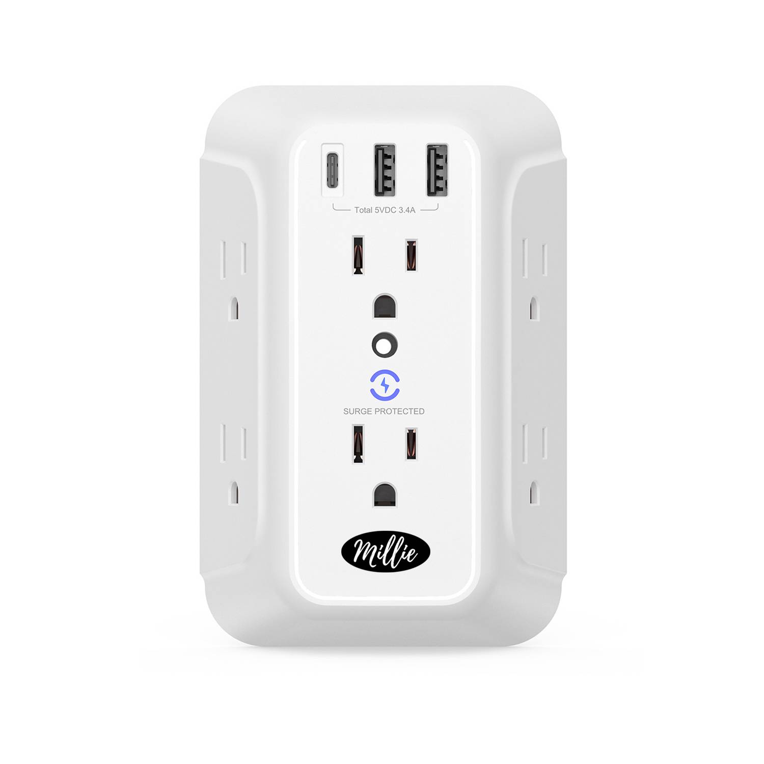 Wall Charger Surge Protector 6 Outlet Extender with 3 USB 1