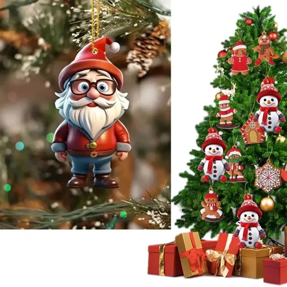 Christmas Flat Acrylic Ornaments Hanging Decoration 2