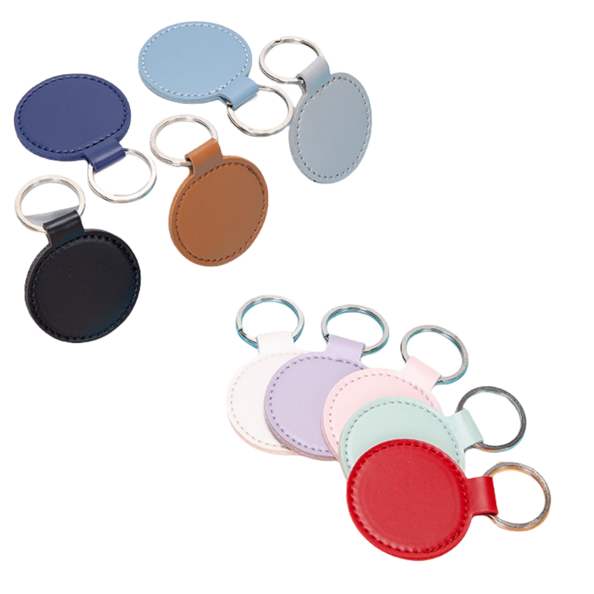 Portable Round Leather Keychain 3