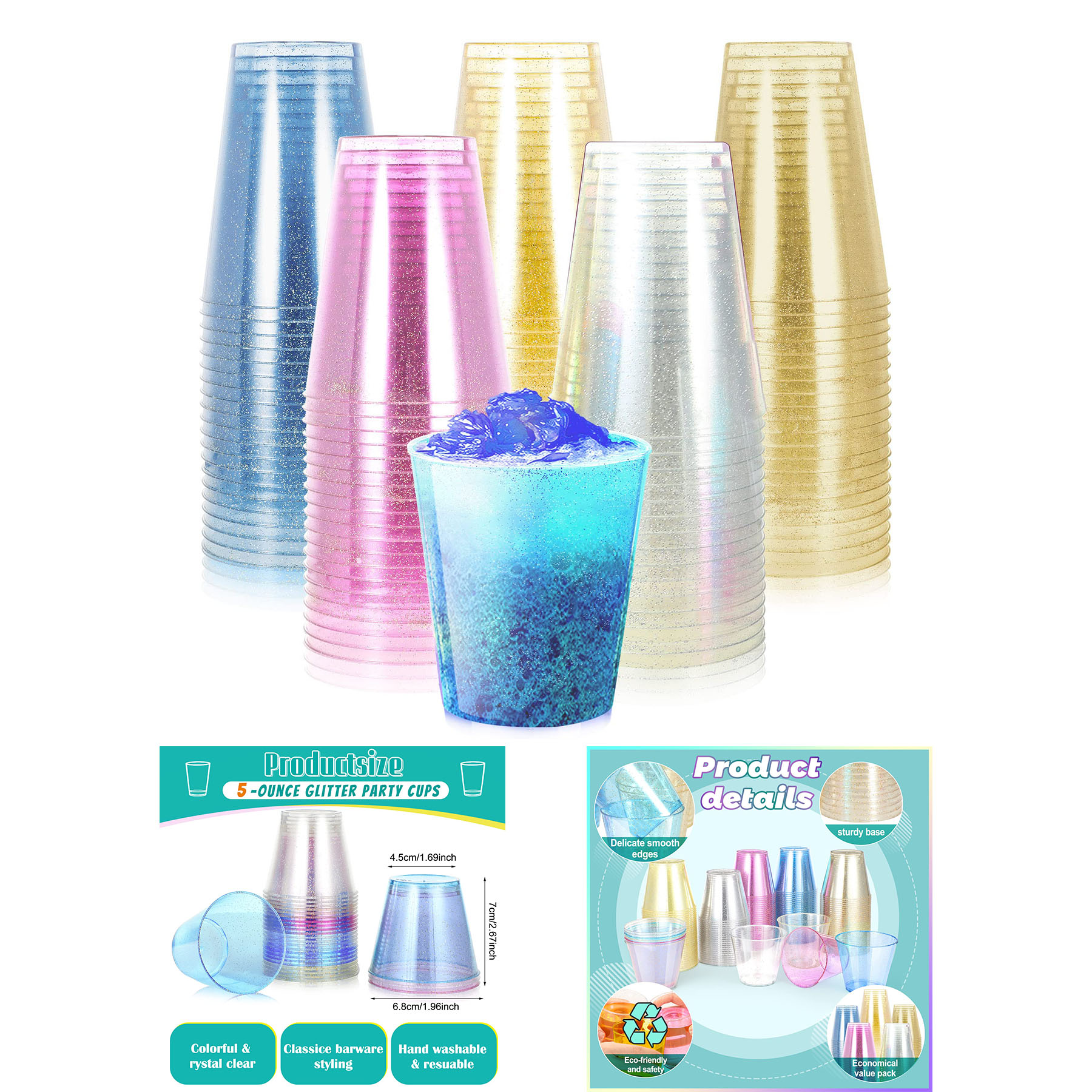 Glitter Plastic Cups Small Cups 2