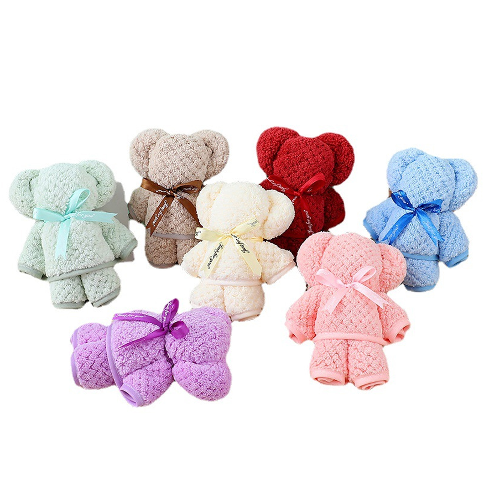 Coral Fleece Towel Bear Shape Packed 2