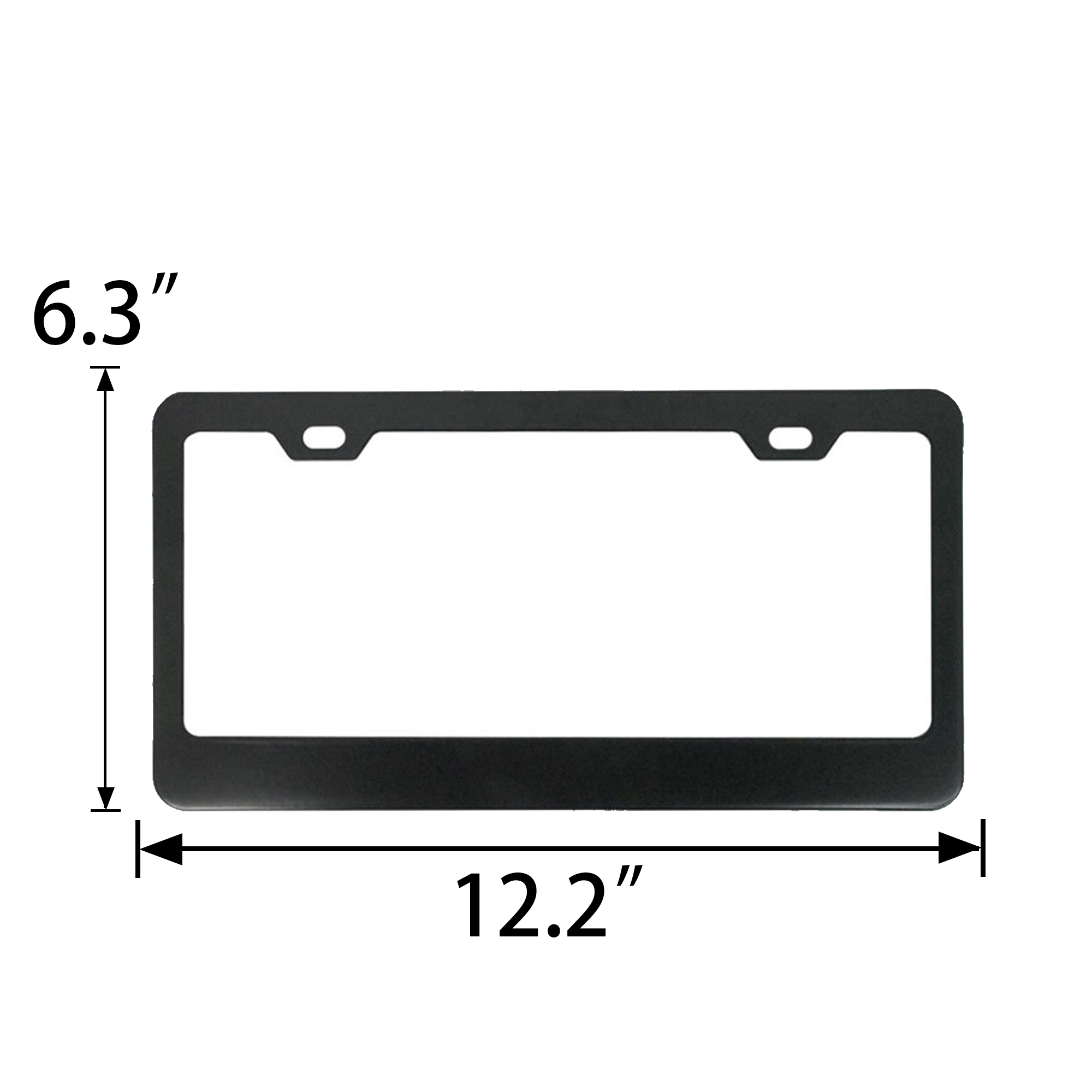 Black Aluminum License Plate Frame w/White 2