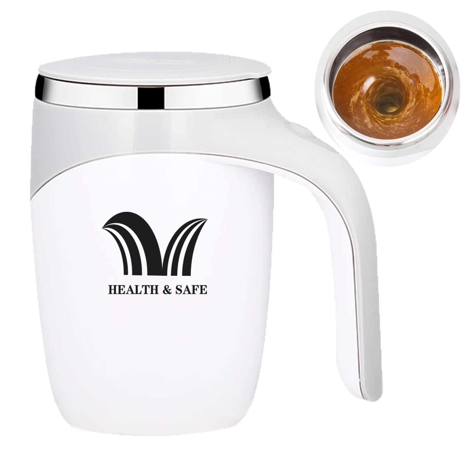 12oz Stainless Steel Coffee Automatic Stirring Mug 2