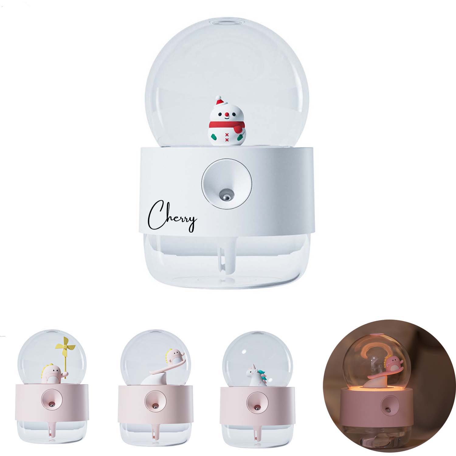 Rotating crystal ball humidifier lamp