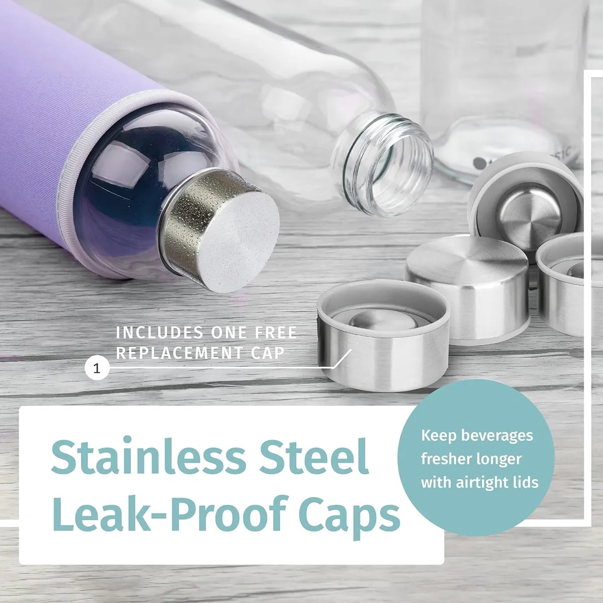 18 oz Glass Water Bottles with Sleeves 5
