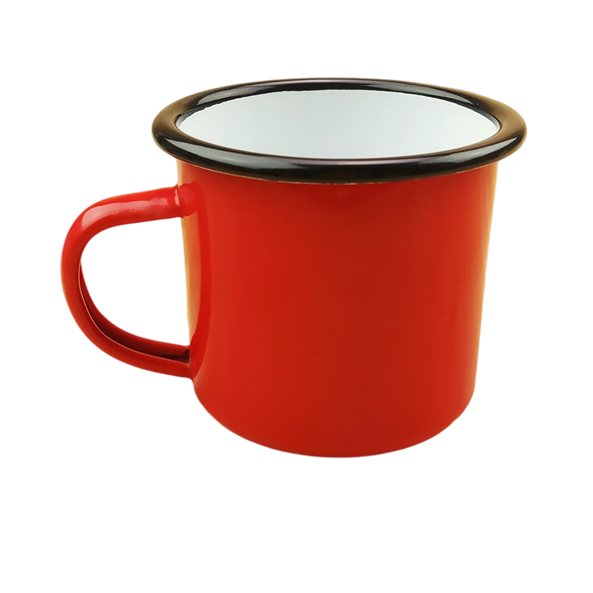 Enamel Metal Camper Mug 12oz Retro Style With Blue Rim 9