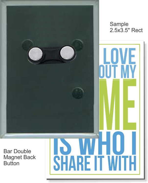 Bar Double Magnet 2 1/2 Inch X 3 1/2 Inch Rectangular Button 2