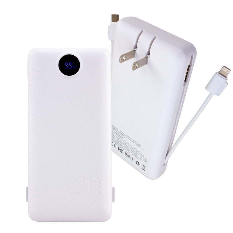 Charge All 20K Power Bank with Integrated Charging Cables and AC Plug 18