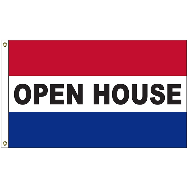Open House 3' x 5' Message Flag with Heading and Grommets 3