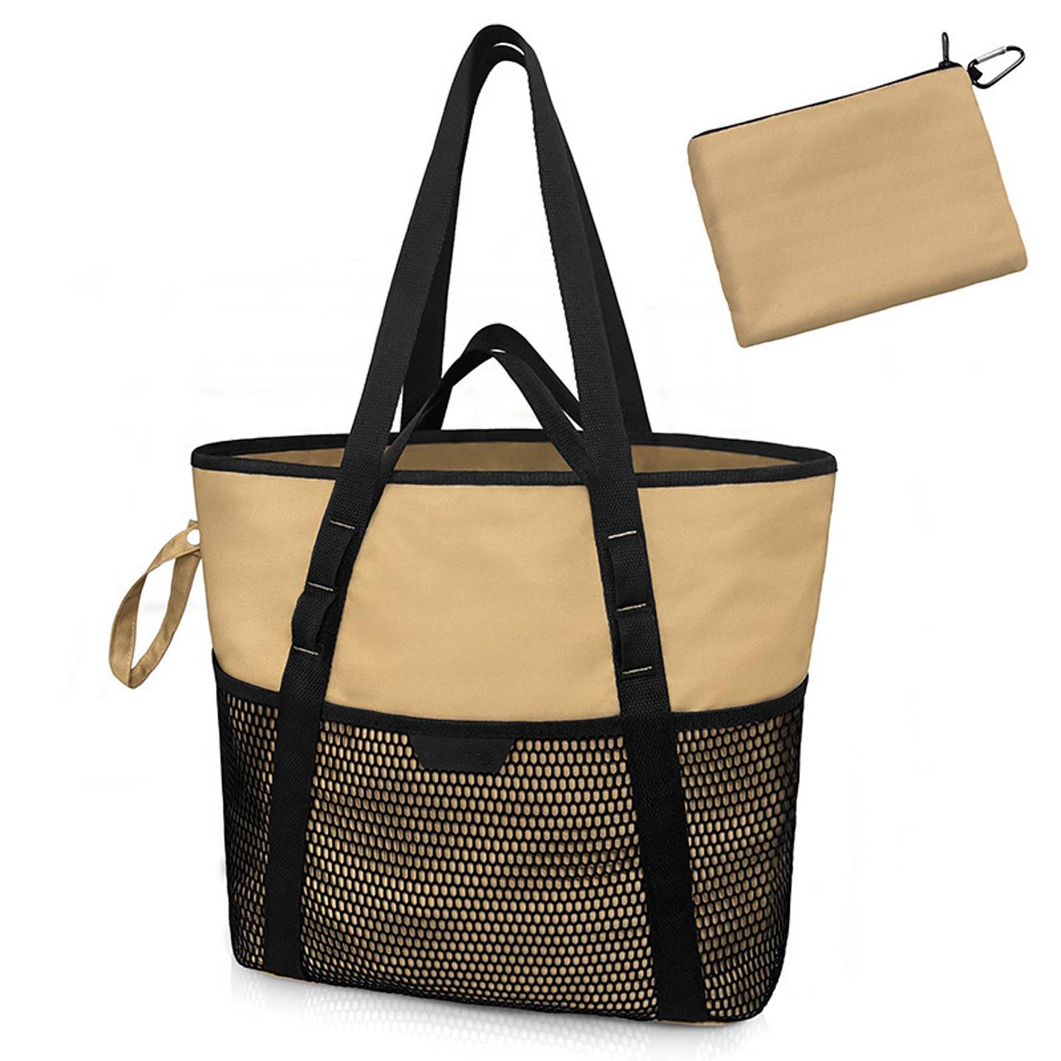Nylon Zippered Sandproof Foldable Beach Tote Bag, custom tote bag with logo imprint 10