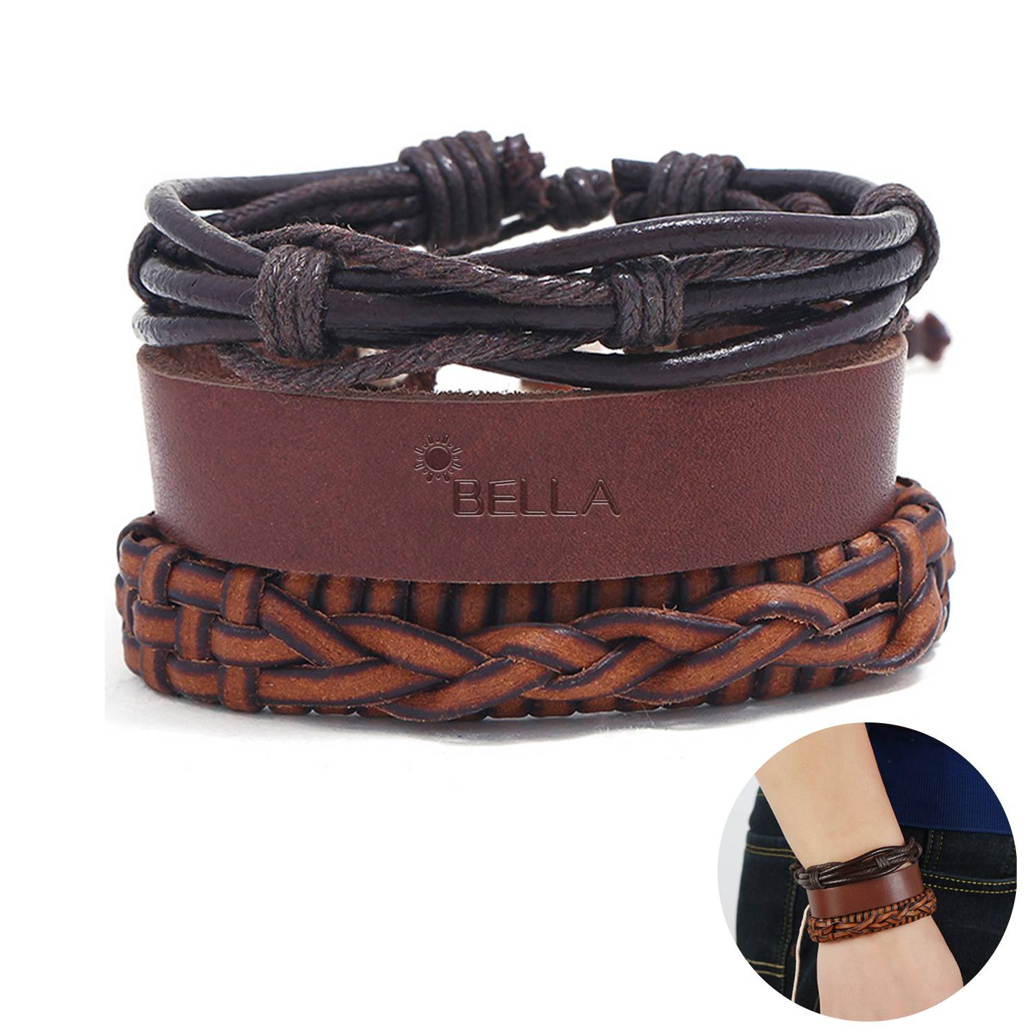 PU Three-piece braided bracelet 2