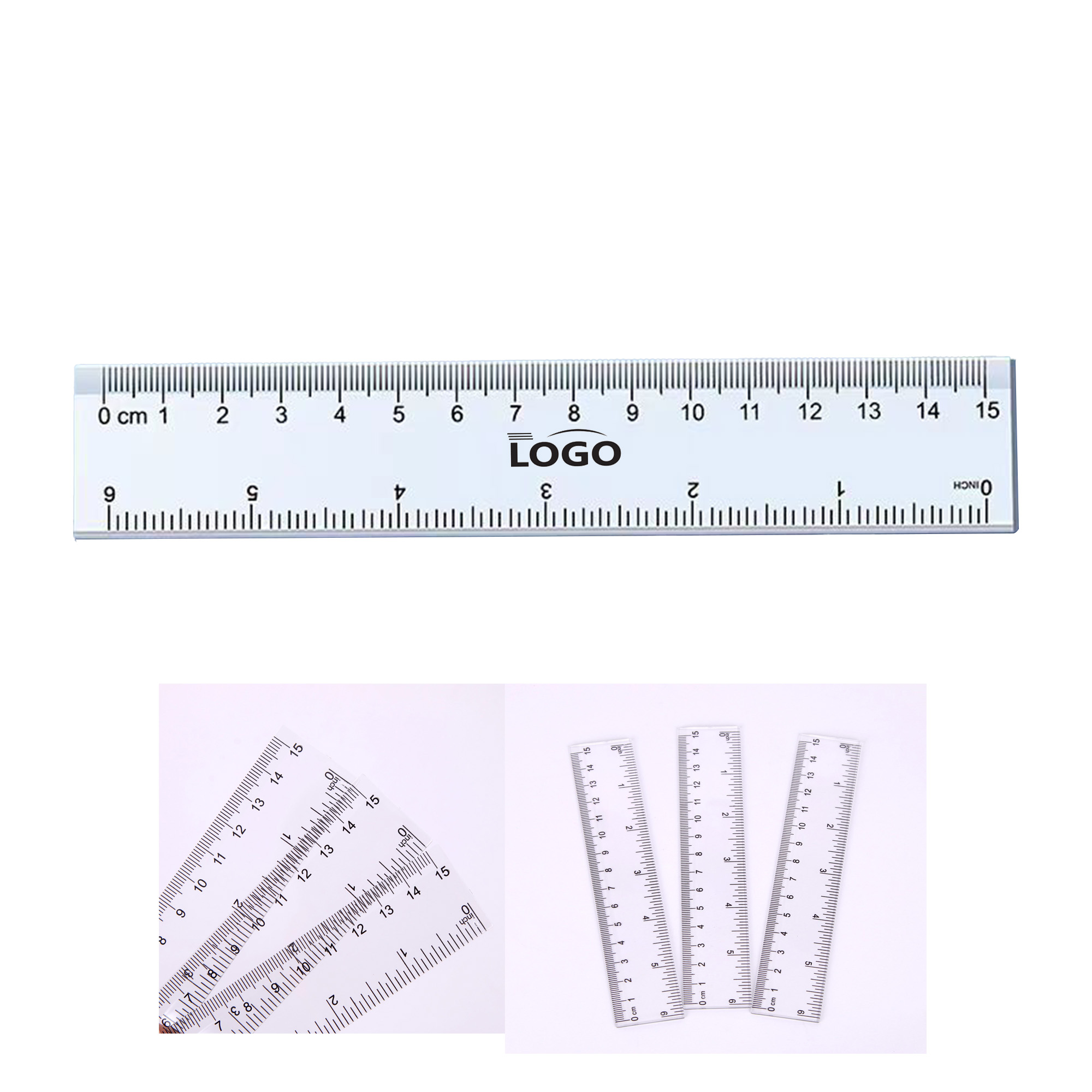 6" Transparent Plastic Ruler With Double Scale 1