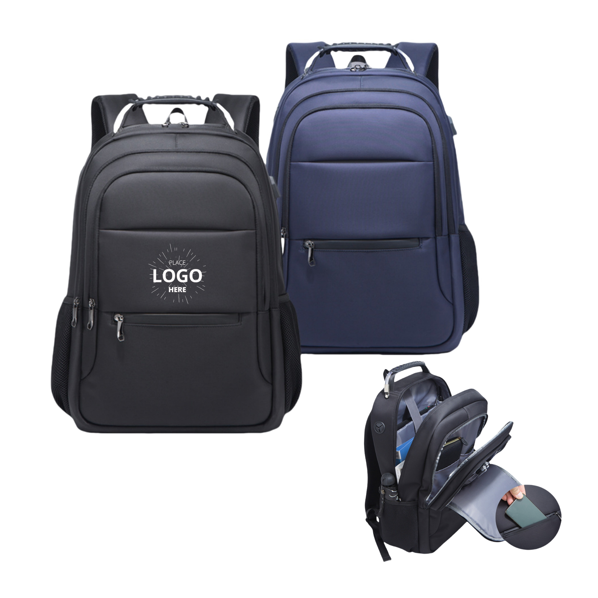 Custom Travel Business Laptop Backpack with USB ChargingPort 1