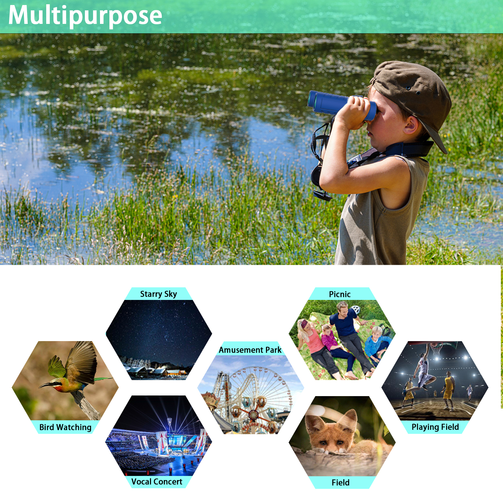 Compact Shock-Proof 10x Magnification Binoculars 2