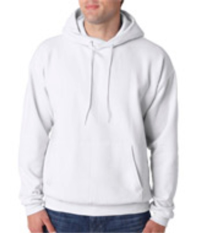 Screen Printed Hanes P170 Adult White Hooded Sweatshirt, custom hoodie or sweatshirt with logo imprint 2