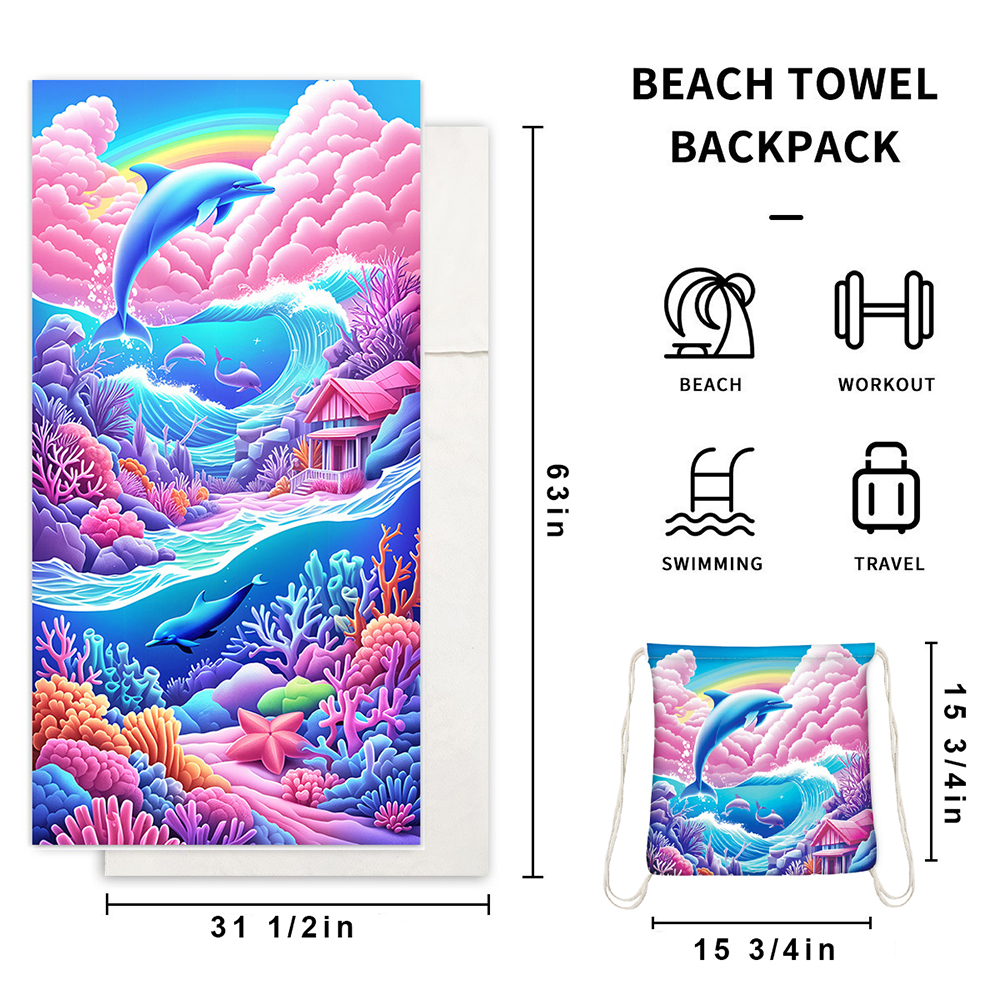 2-In-1 Foldable Beach Towel Integrated Bag 3