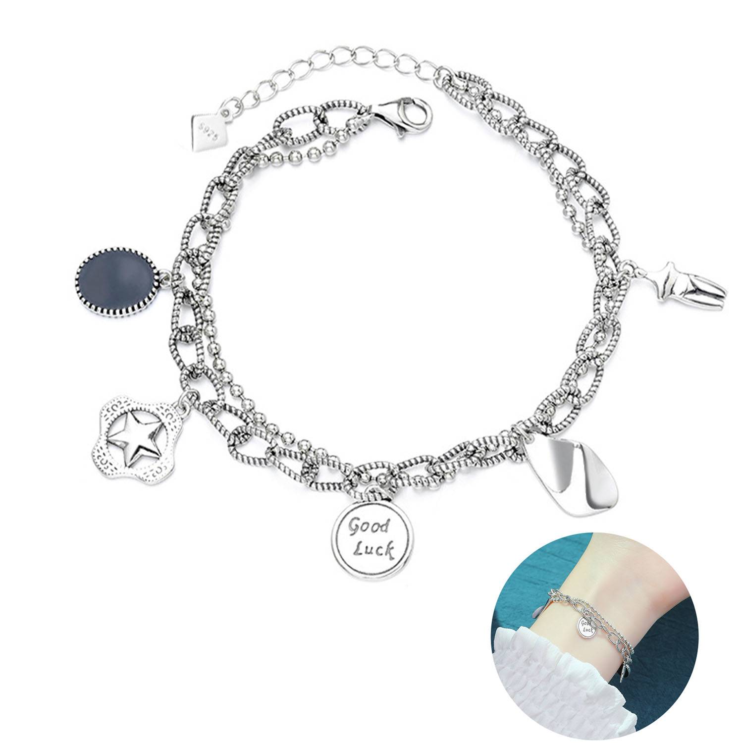 Silver Personality fashion multi-layer lucky bracelet 2
