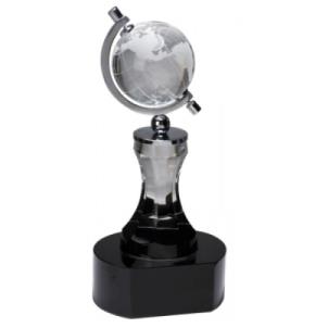 Crystal: 8.5" Spinning Globe clear, Black base 1
