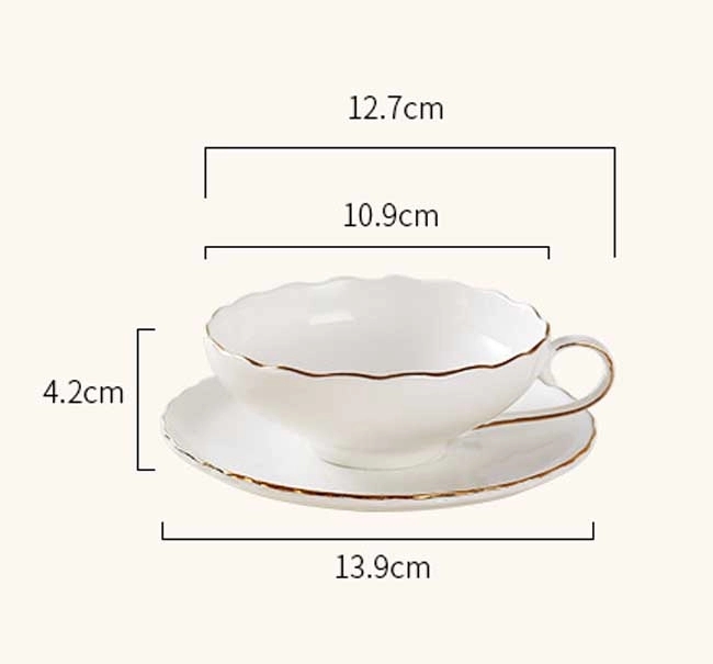 6OZ Bone china Coffee Cup and Saucer Simple &Afternoon Tea 3