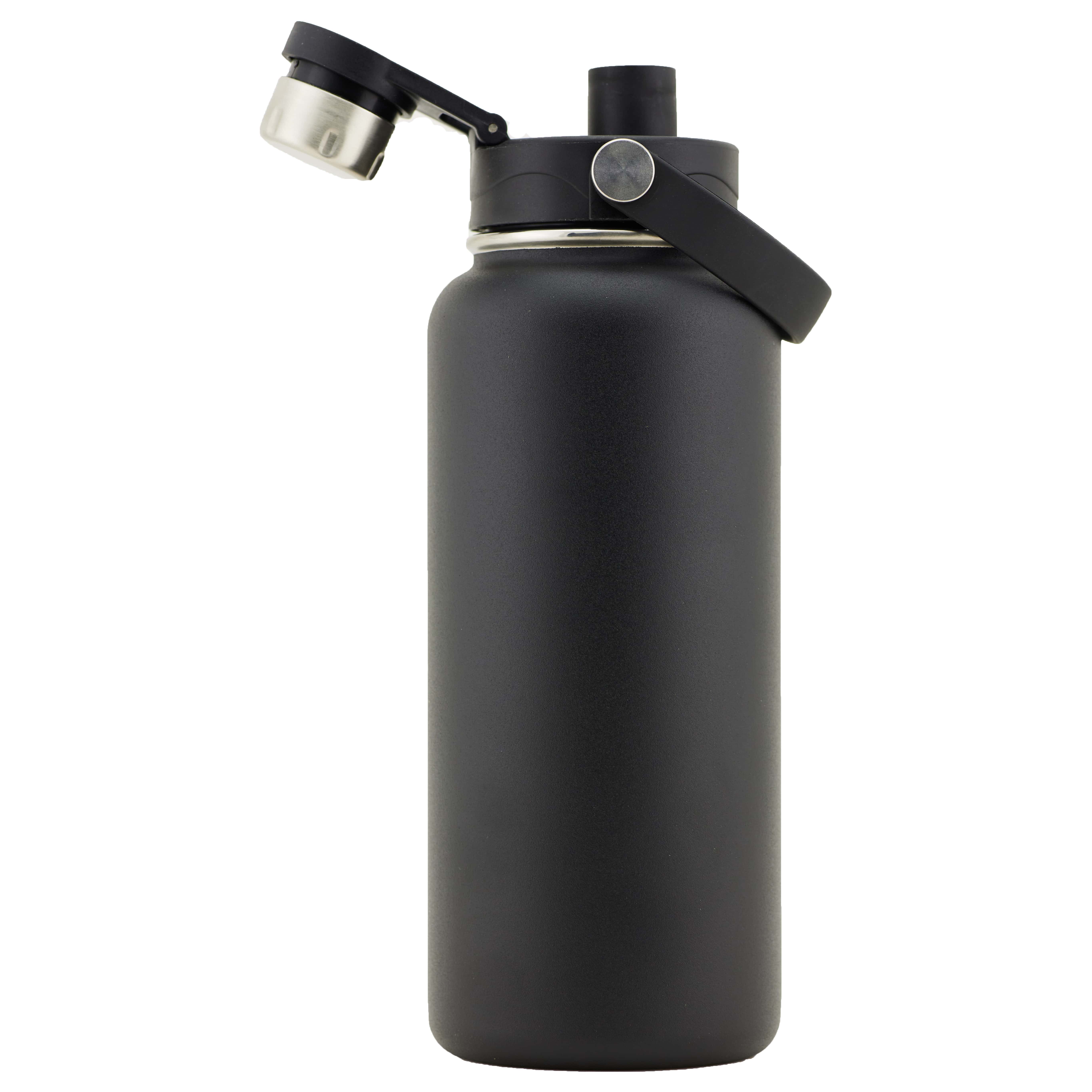 Atlantis 34 Oz. Stainless Steel Double Walled Vacuum Insulated Bottle (Black), custom water bottle with logo imprint 2