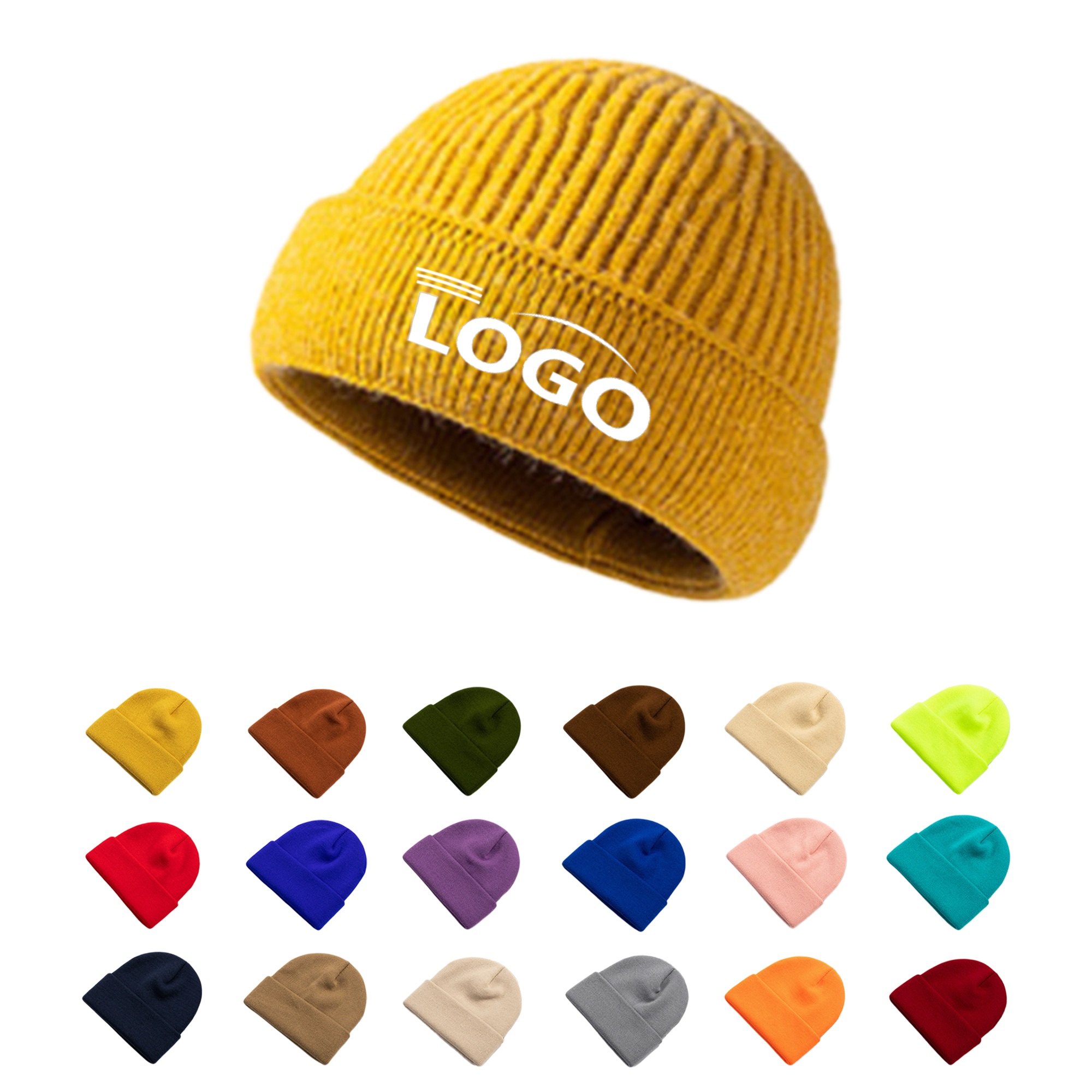 Embroidered Rolled Brim Knitted Beanie Ski Hat 4