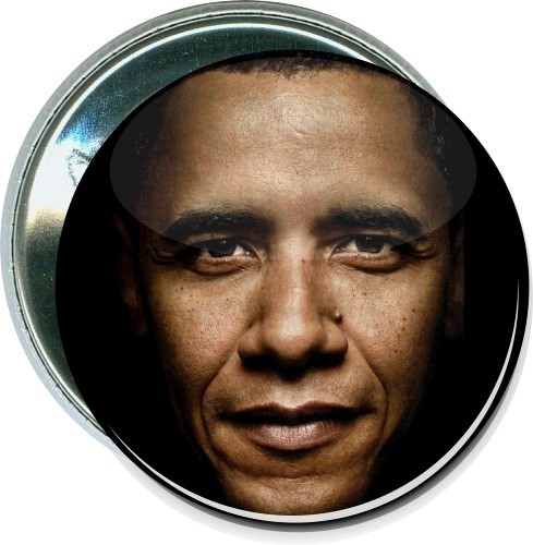 Barack Obama face on black, Political Button
