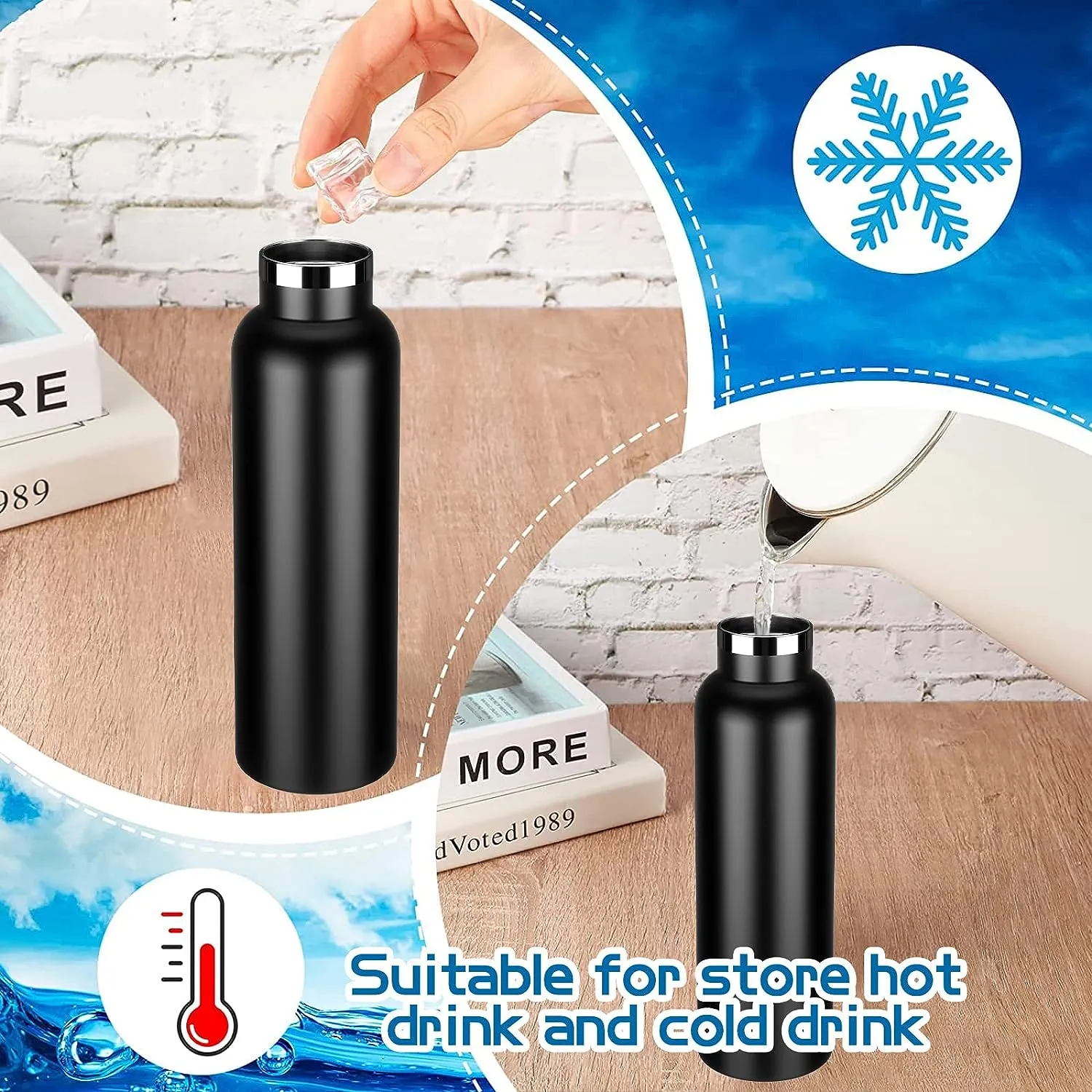 Stainless Steel Sports Water Bottle with Bamboo Lid-20oz 3