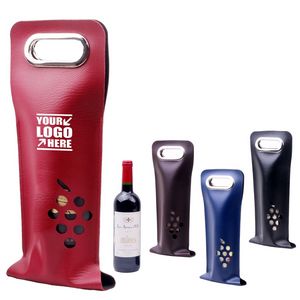PU Leather Wine Bag With Grape Window And Metal Handles 11