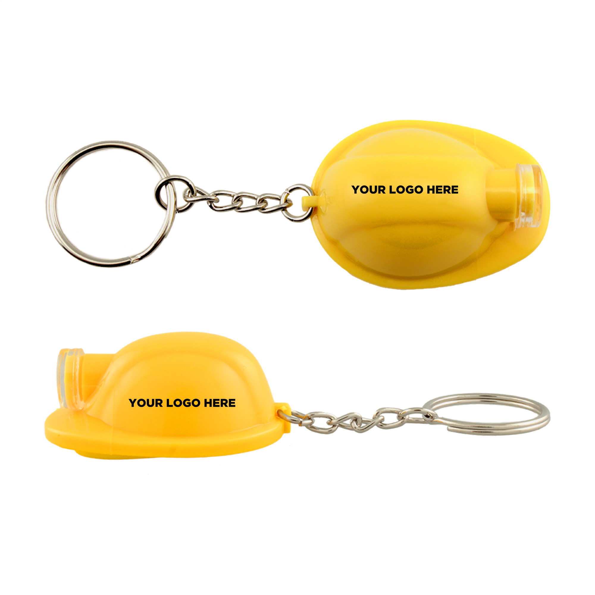 Yellow Safety Helmet Flashlight Light Up LED Glow Keychain 5