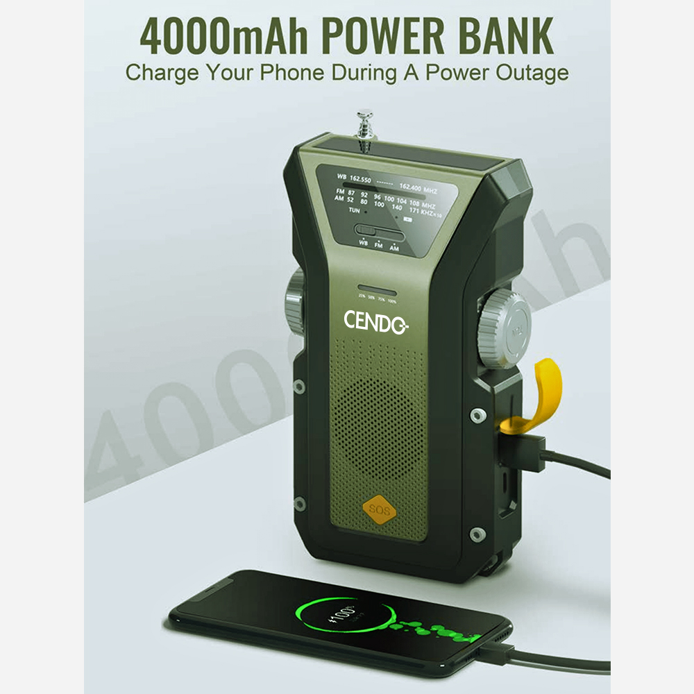 ResQ Emergency Weather Radio with Hand Crank, Solar, and 4000mAh Portable Phone Charger 1