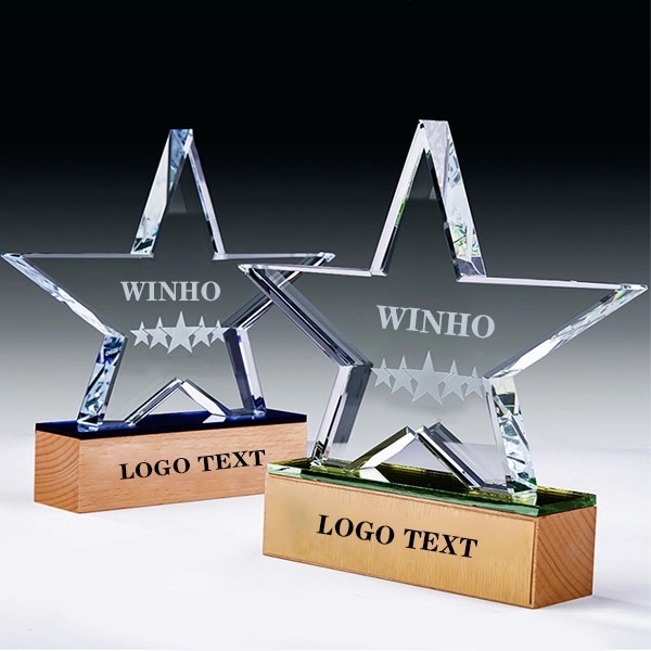 Crystal Star Award With Wooden Base 6