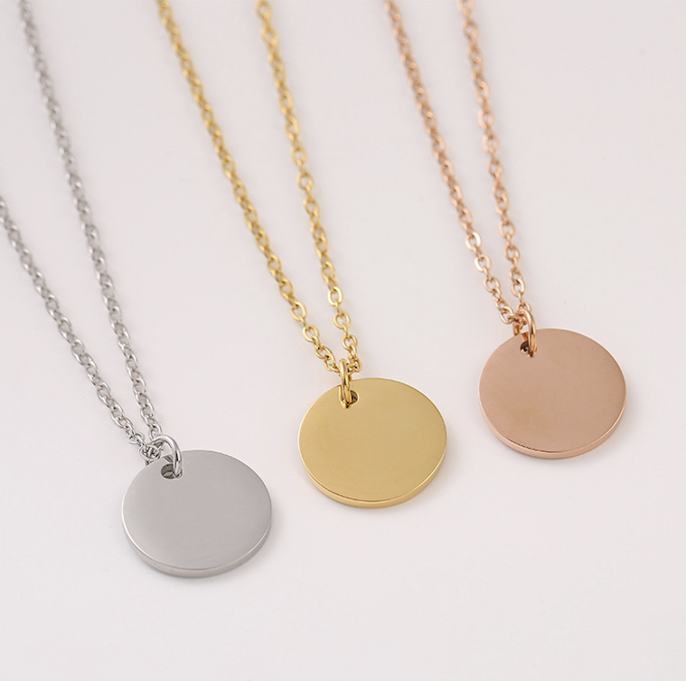 Stainless Steel Necklace with Round Pendant 6