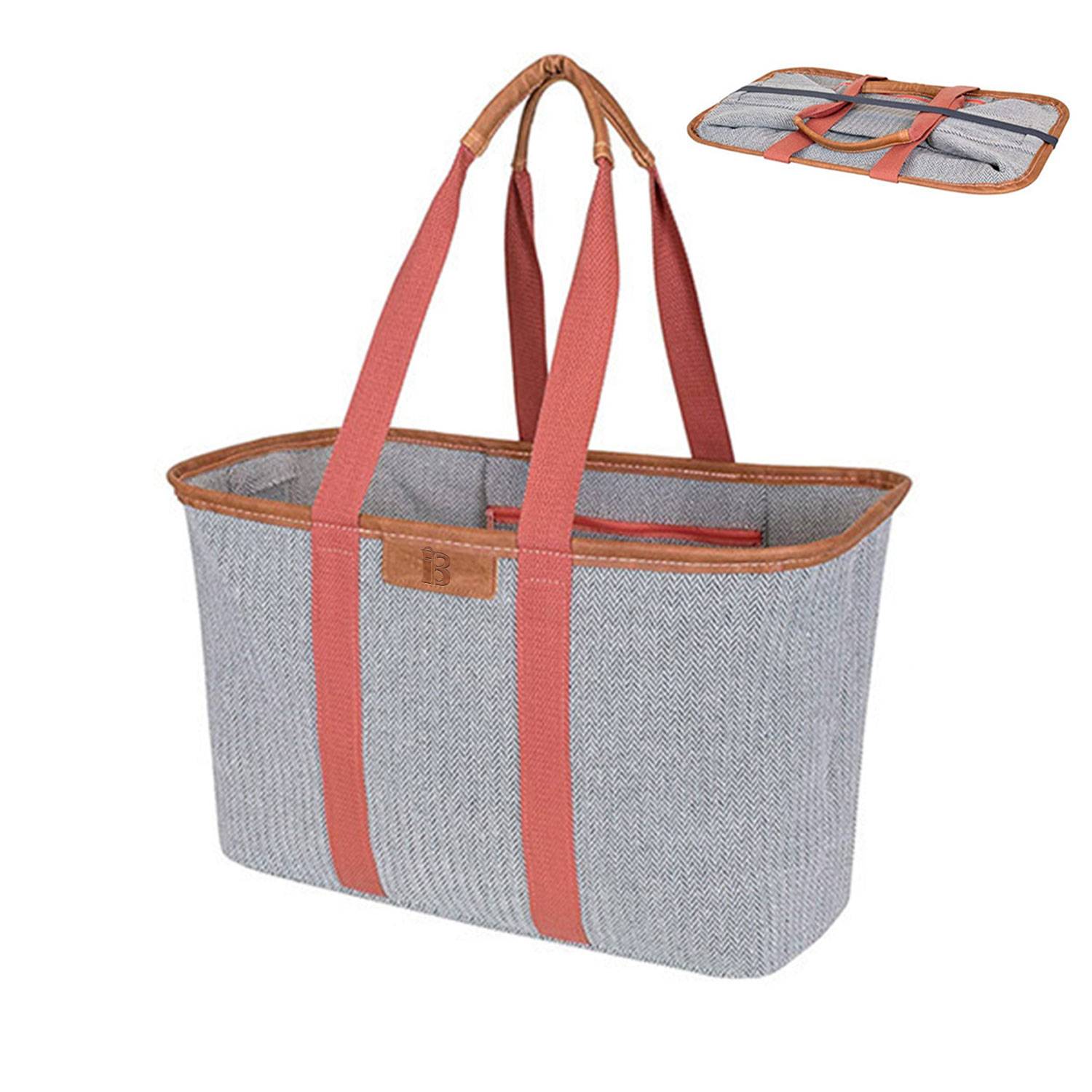 Large Canvas Foldable Grocery Shopping Bag, custom tote bag with logo imprint 2