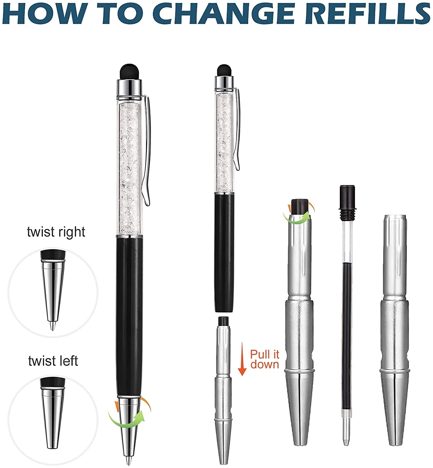Crystal Ballpoint Pens with Stylus Tip 4