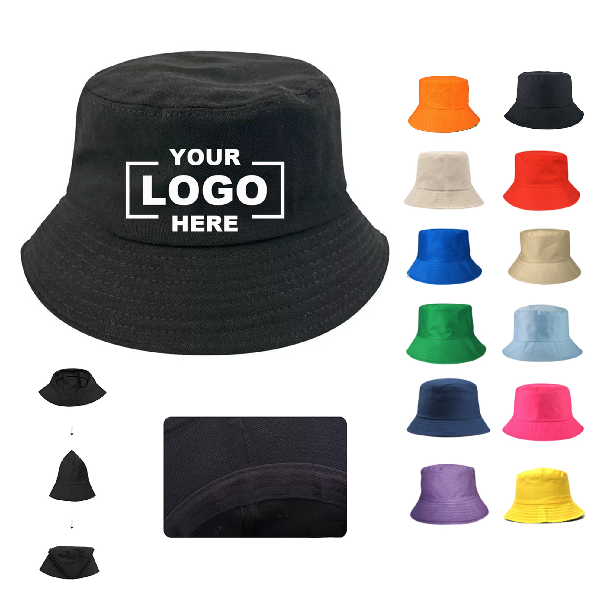 Cotton Solid Color Bucket Hat Breathable Unisex Outdoor Cap 3