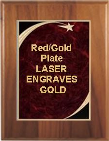 7" x 9" Cherry Finish Plaque with a Red Victory Star Marble Plate 2