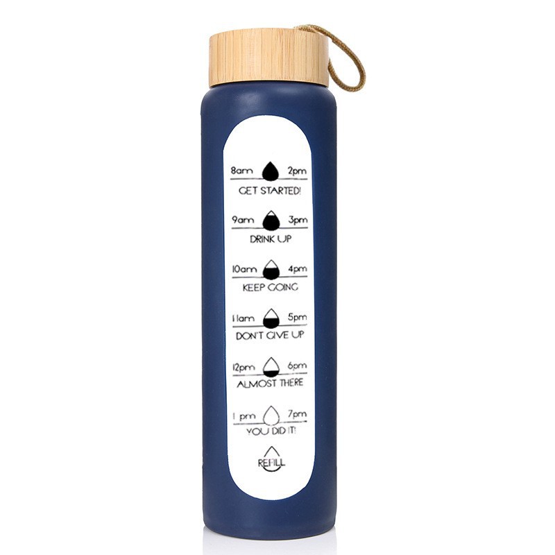 32oz Reusable Glass Bottle w/ Time Mark 6