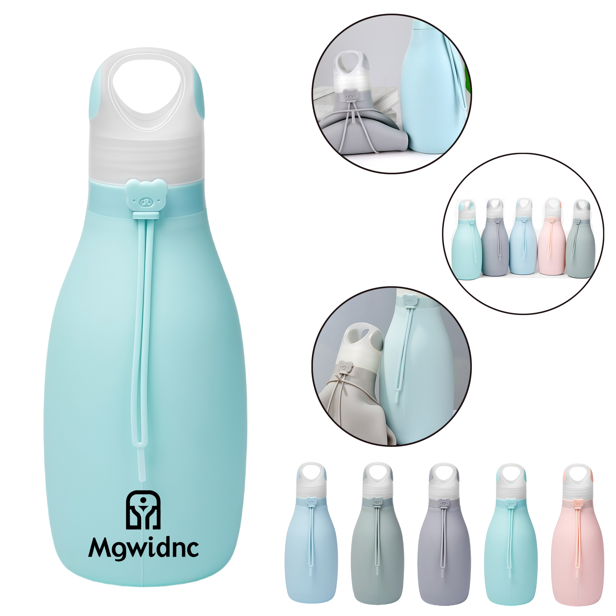 500ml Collapsible Silicone Water Bottle for Outdoor Cycling Sports Ins Style Student with Rope 4