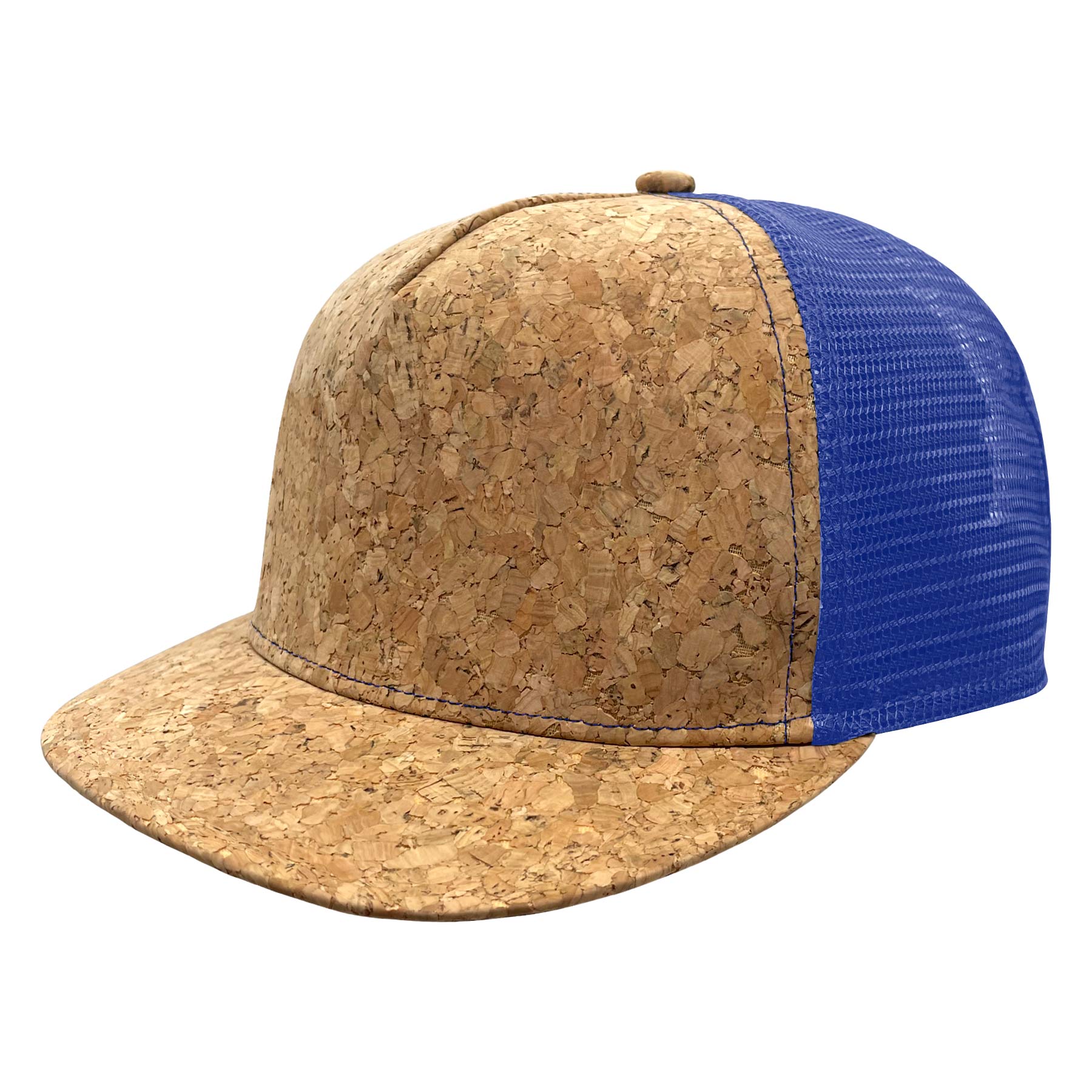 Cork Flat Visor 5 Panel Snapback Mesh Back Trucker Hat 12