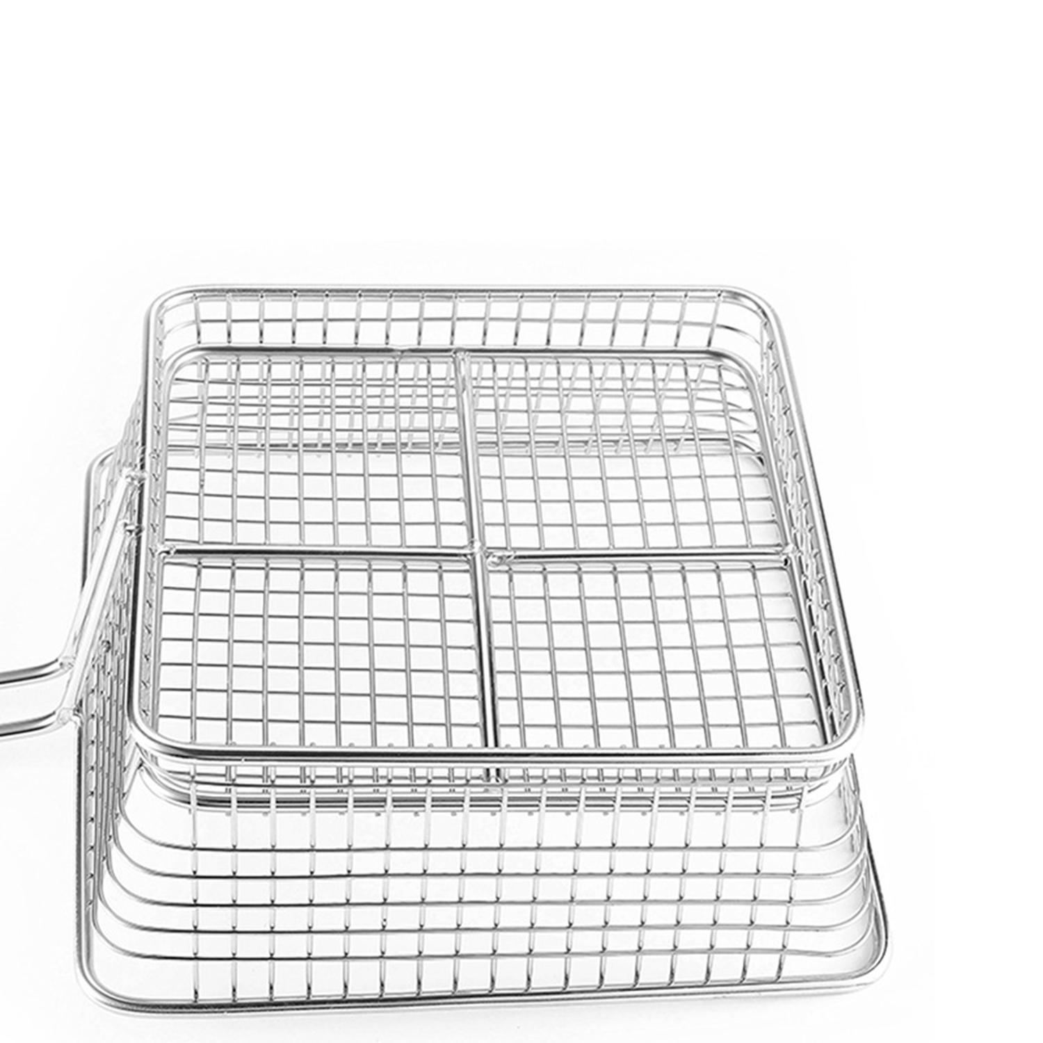 Kitchen Stainless Steel Square Fried Basket w/ Handle 5