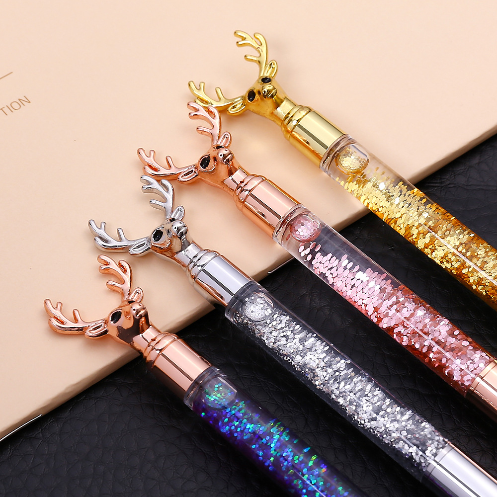 Crystal Dynamic Liquid Ball Pen with Elk Head 3