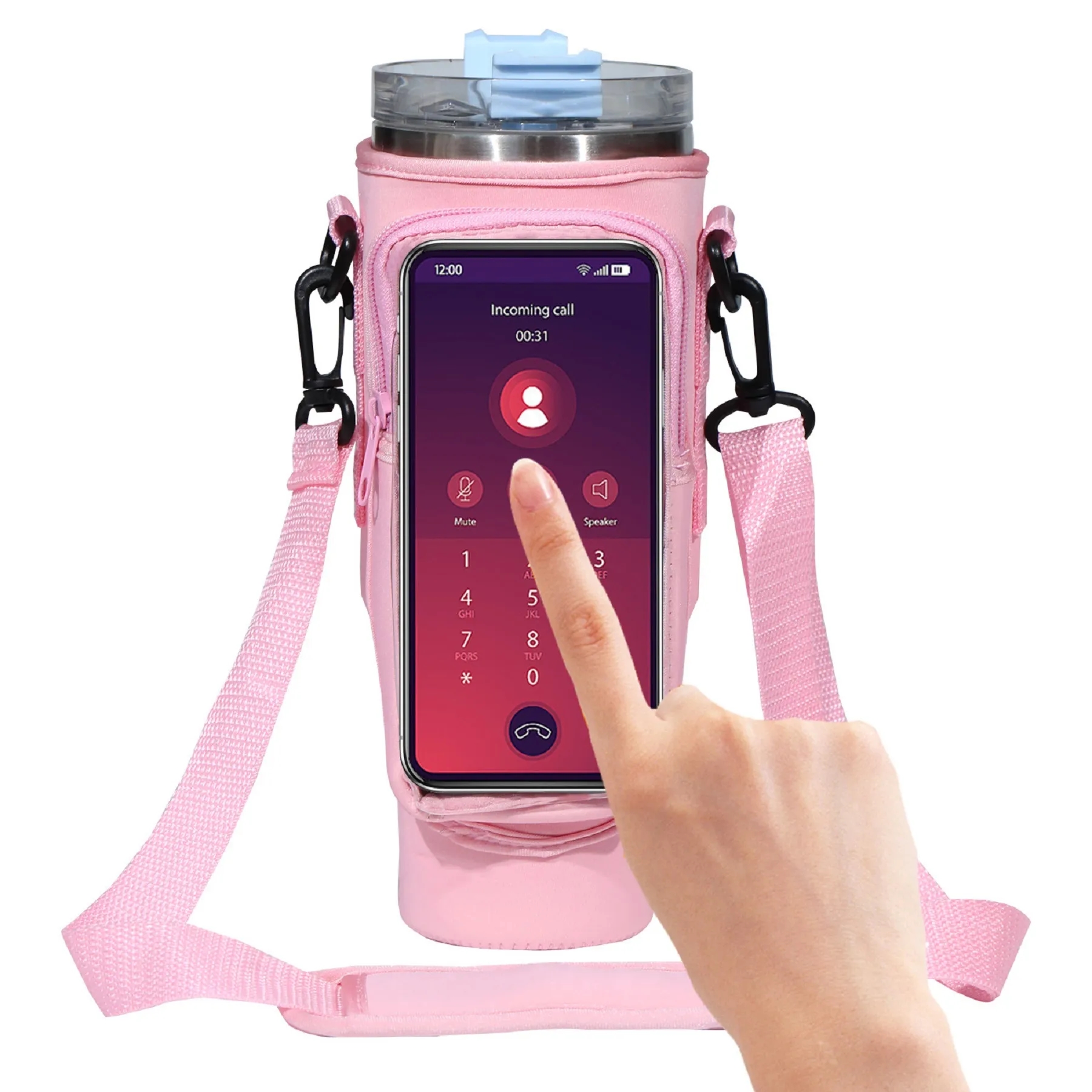 40 Oz. Neoprene Tumbler Sleeve with Touchscreen Phone Bag 5