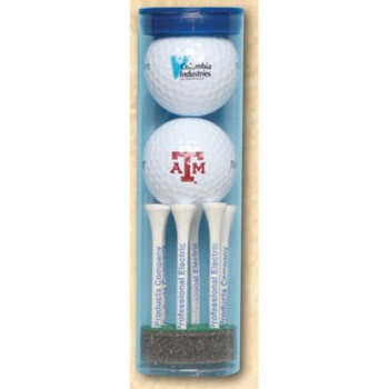 "Top Flite" Golf Ball Tube w/ 2 Golf Balls & 6 Tees 1